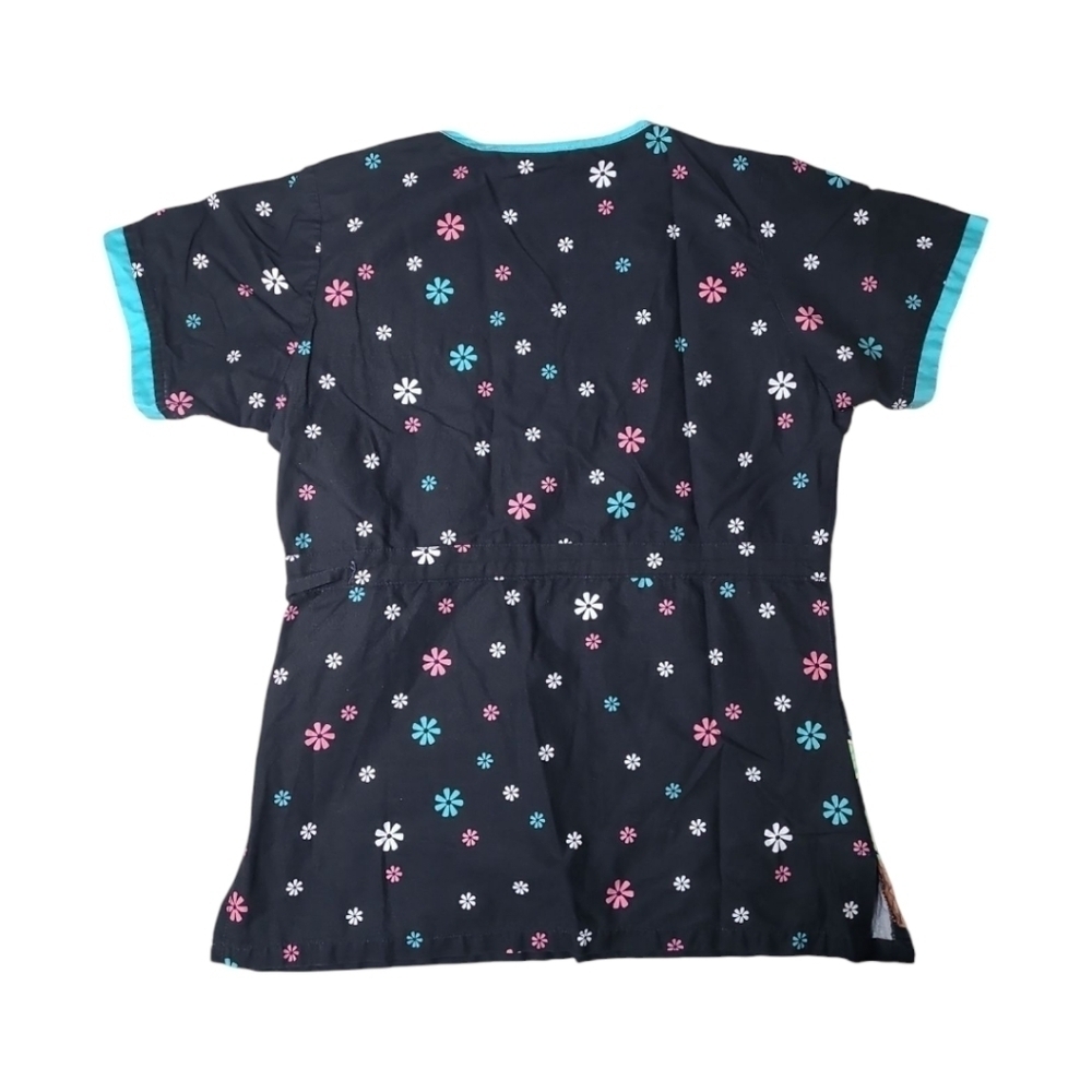Colorful Contemporary Floral Tropical Print Scrub Top Size Small - Picture 7 of 8